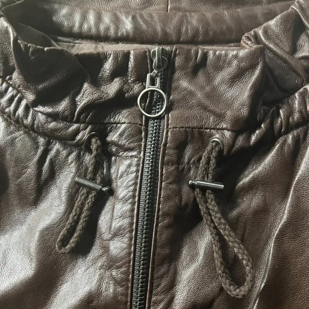 PRISTINE Custom Chocolate Lambskin Leather Short-Sleeve Jacket - Medium